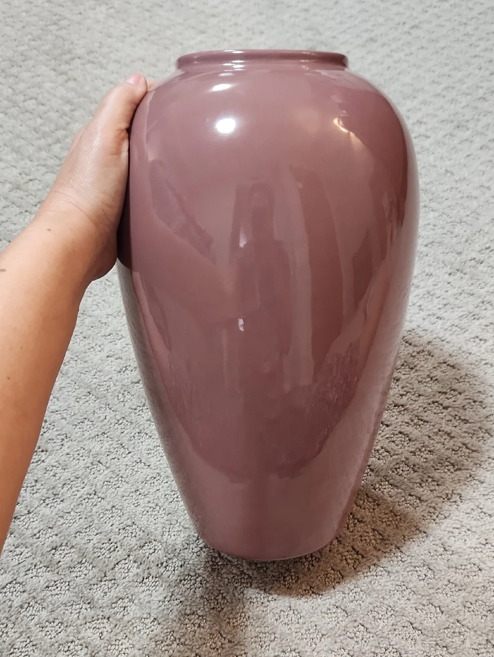 Haeger Vintage 80s Large Ceramic Vase in Dusty Rose Mauve